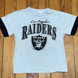 VTG 90s YOUTH 10/12 Fits 6/7 Los Angeles Raiders Gray T Shirt USA.